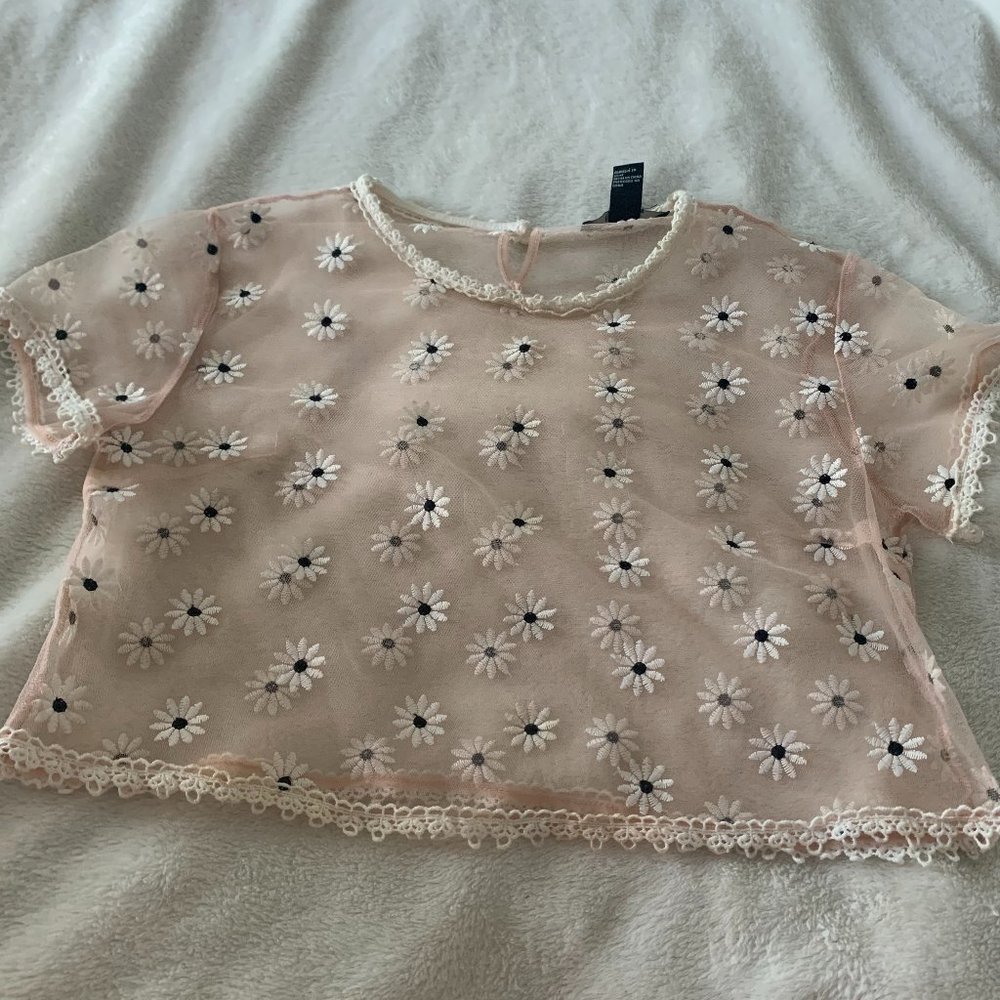 Forever 21 Mesh Daisy Crop Top